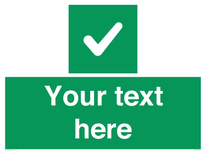 Custom green background, green square with tick sign